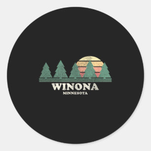 Winona Mn Vintage Throwback Tee Retro 70s Design  Classic Round Sticker