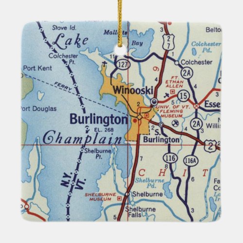 Winooski Vermont and Burlington VT Ceramic Ornament