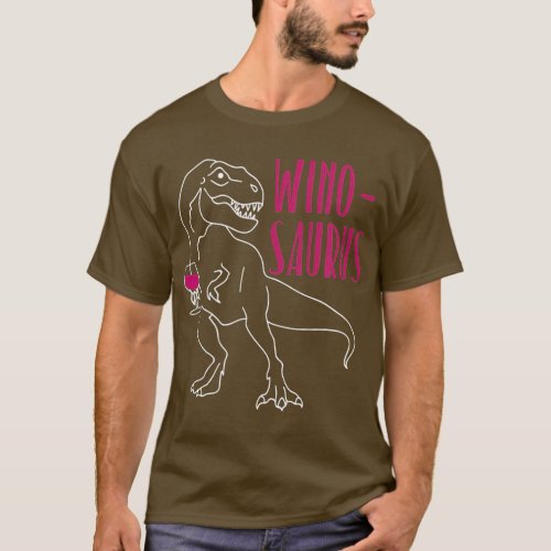 Winosaur Wine Drinking Dinosaur  Novelty Wine Gift T_Shirt
