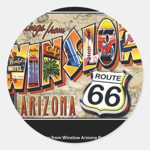 winslow arizona classic round sticker