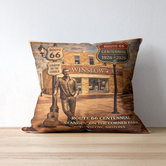 Winslow Arizona Corner Centennial Home Decor Throw Pillow (Creator Uploaded)