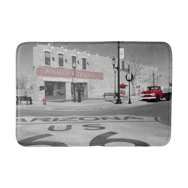 Winslow Arizona Red Splash Photograph Bathroom Mat (Front)