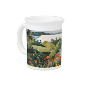 Winslow Homer Flower Garden and Bungalow Bermuda   Beverage Pitcher