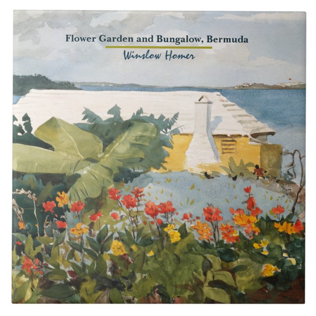 Winslow Homer Flower Garden and Bungalow Bermuda   Ceramic Tile (Front)