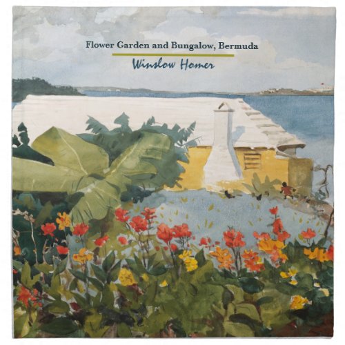 Winslow Homer Flower Garden and Bungalow Bermuda   Cloth Napkin