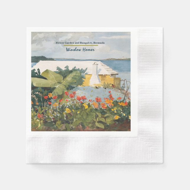 Winslow Homer Flower Garden and Bungalow Bermuda   Napkins (Front)