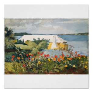 Winslow Homer Flower Garden and Bungalow Bermuda Poster