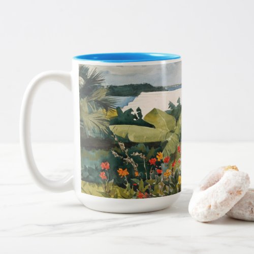 Winslow Homer Flower Garden and Bungalow Bermuda   Two_Tone Coffee Mug