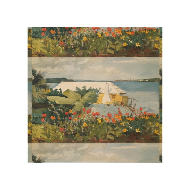 Winslow Homer Flower Garden and Bungalow Bermuda Wood Wall Art (Front)