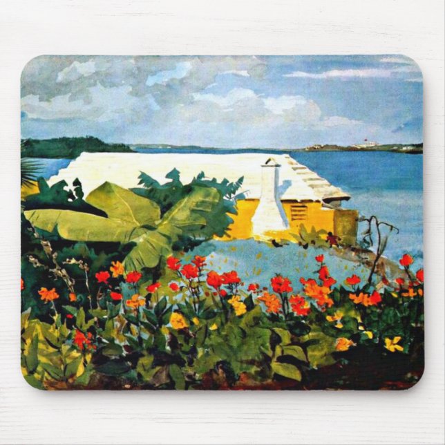 Winslow Homer: Flower Garden and Bungalow Mouse Pad (Front)