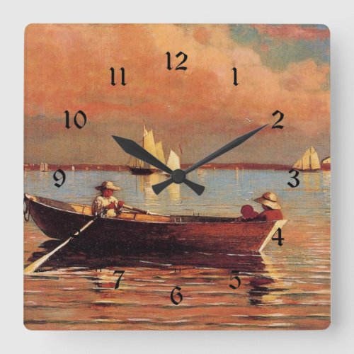 Winslow Homer Gloucester Harbor 1873 artwork Square Wall Clock