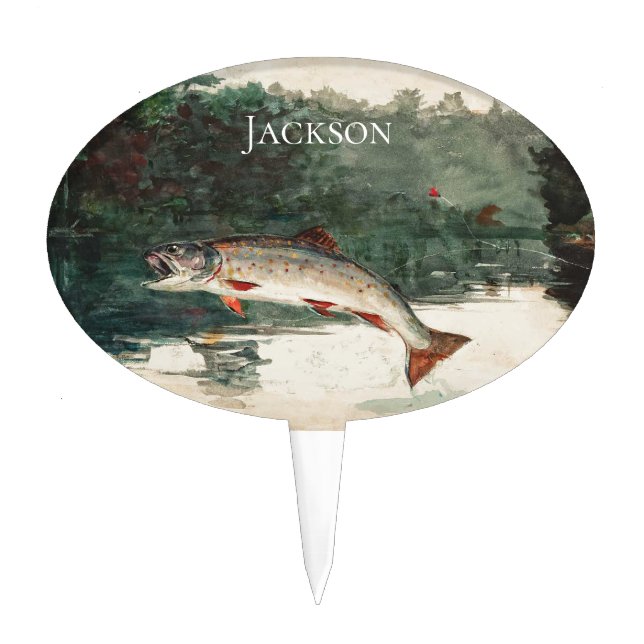 Winslow Homer Leaping Trout Cake Topper (Front)