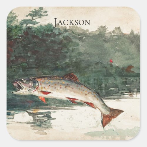 Winslow Homer Leaping Trout Square Sticker