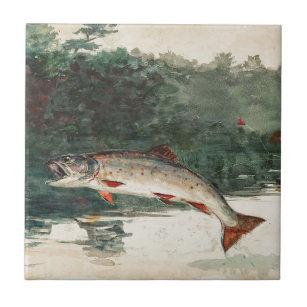 Winslow Homer Leaping Trout Tile