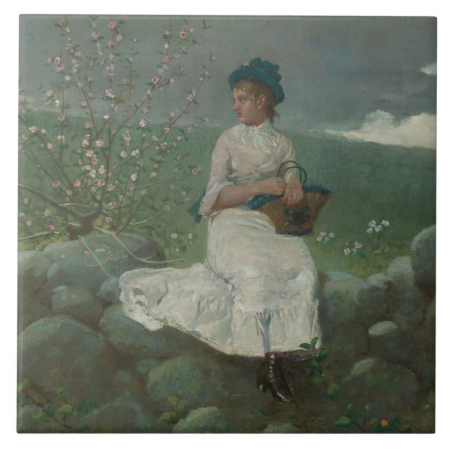 Winslow Homer - Peach Blossoms Ceramic Tile (Front)