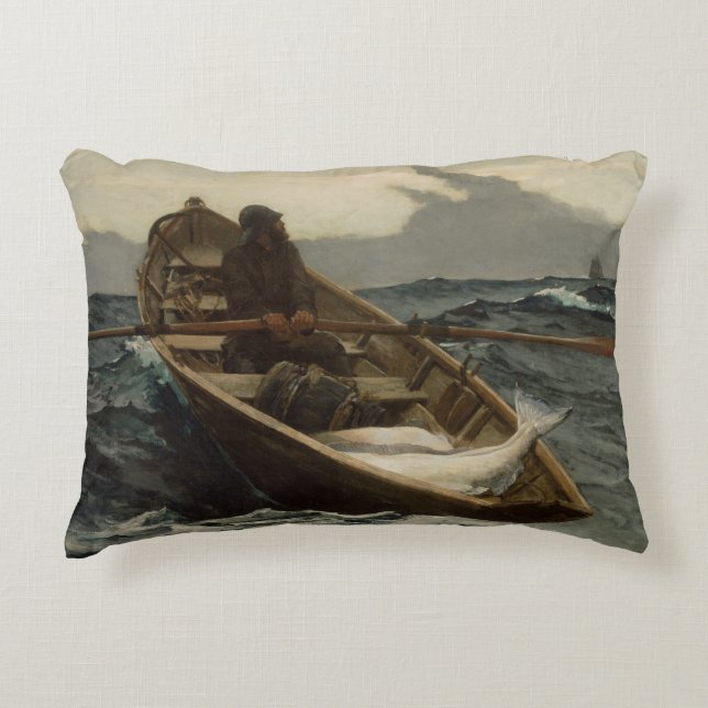 Winslow Homer - The Fog Warning Accent Pillow (Front)