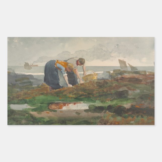 Winslow Homer - The Mussel Gatherers Rectangular Sticker (Front)