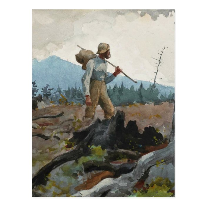 Winslow Homer Vintage Watercolor Guide Woodsman Postcard