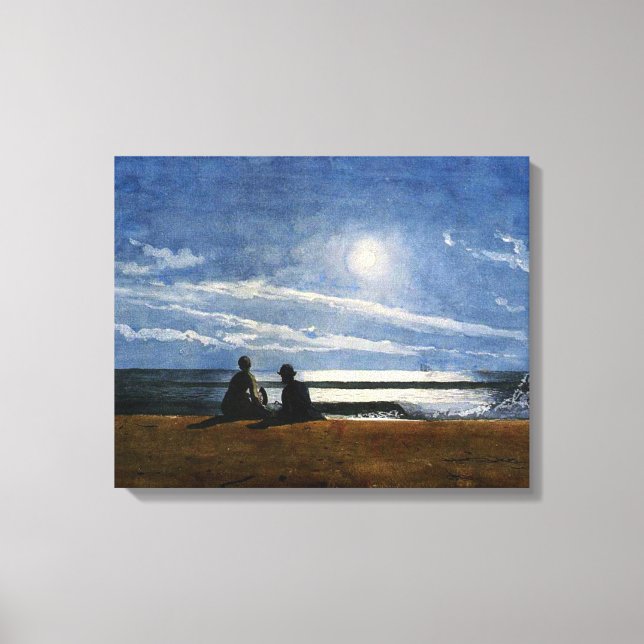 Winslow Homer watercolor, Moonlight,  Canvas Print (Front)