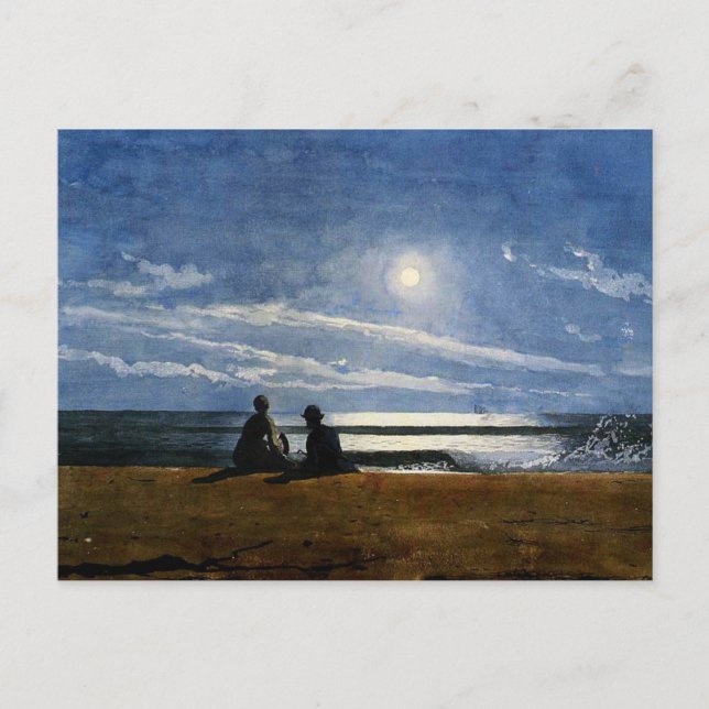 Winslow Homer watercolor, Moonlight, Postcard (Front)