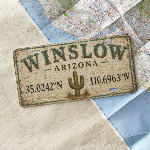 Winslow Route 66 License Plate Sign