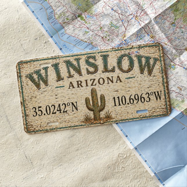 Winslow Route 66 License Plate Sign (In Situ)