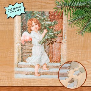 Winsome Angel with Christmas Tree Jigsaw Puzzle