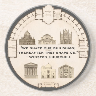 Winston Churchill Architecture John Plaw Vintage Drink Coaster