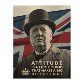 Winston Churchill- Attitude Wood Wall Decor