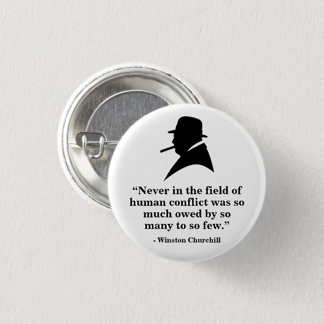 Winston Churchill Badge - Quote 11 Button (Front & Back)