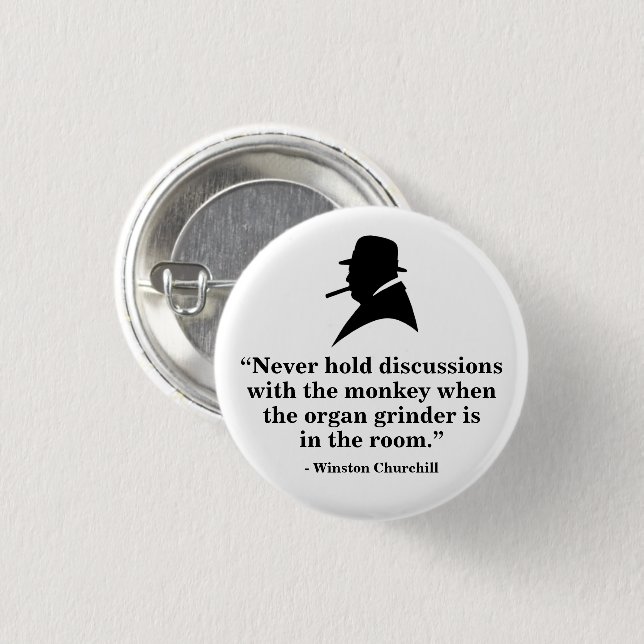 Winston Churchill Badge - Quote 16 Button (Front & Back)