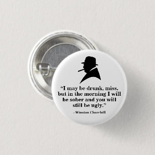 Winston Churchill Badge - Quote 20 Button