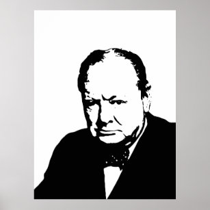 Winston Churchill black and white vector art Poster