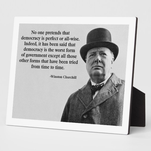 Winston Churchill Democracy Quote Plaque (Side)