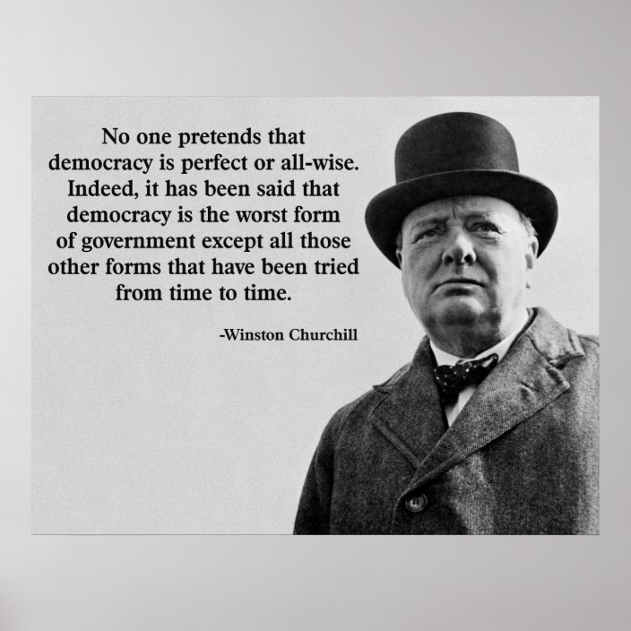 Winston Churchill Democracy Quote Poster | Zazzle.com