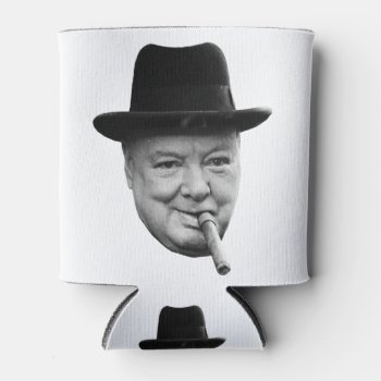 Winston Churchill Face Can Cooler by Bubbleprint at Zazzle