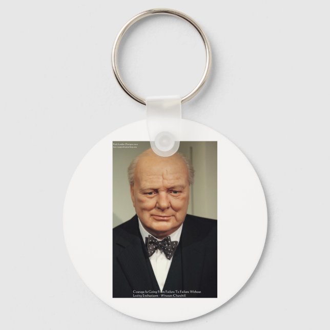 Winston Churchill Failure Wisdom Quote Gifts Keychain (Front)