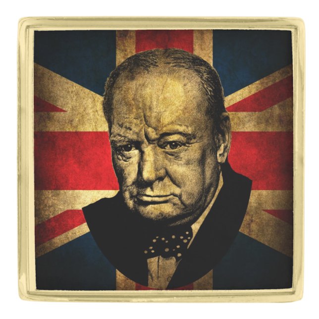 Winston Churchill Gold Finish Lapel Pin (Front)