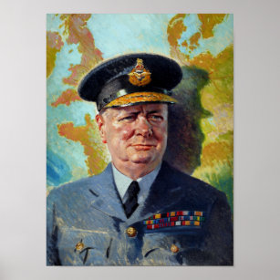 Winston Churchill In Uniform Painting Poster