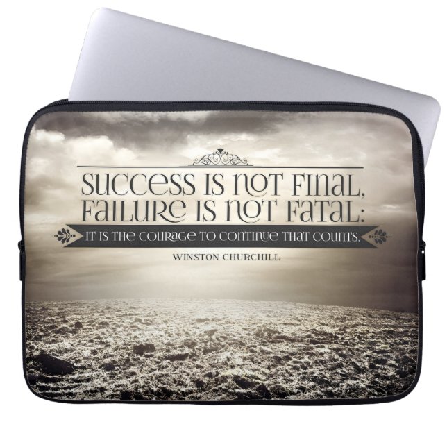 Winston Churchill Inspirational Quote "Courage" Laptop Sleeve (Front)