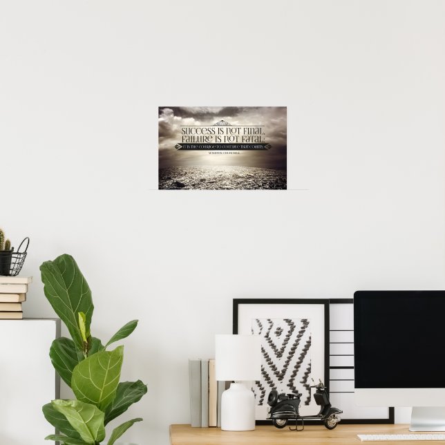 Winston Churchill Inspirational Quote "Courage" Poster (Home Office)