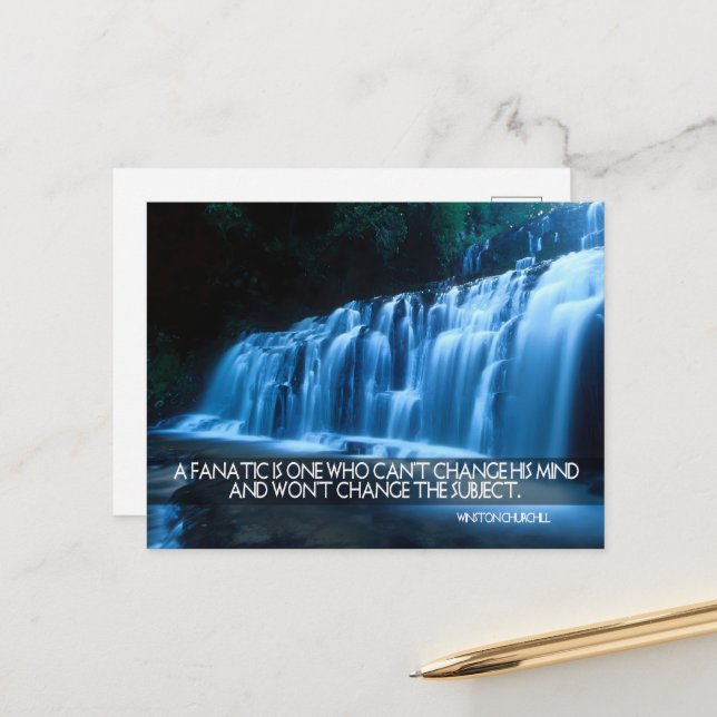 Winston Churchill Inspirational Quote "Fanatic" Postcard (Front/Back In Situ)