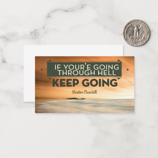 Winston Churchill Inspirational Quote "Keep going" Note Card (Front/Back In Situ)