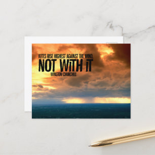 Winston Churchill Inspirational Quote "Kites" Postcard