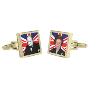 Winston Churchill & Margaret Thatcher Gold Cufflinks