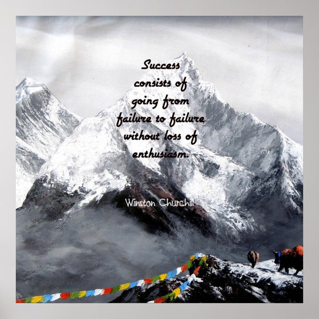 Winston Churchill Motivational SUCCESS  QUOTE Poster (Front)
