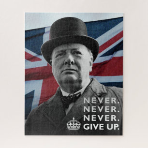 Winston Churchill "Never Give Up" Jigsaw Puzzle