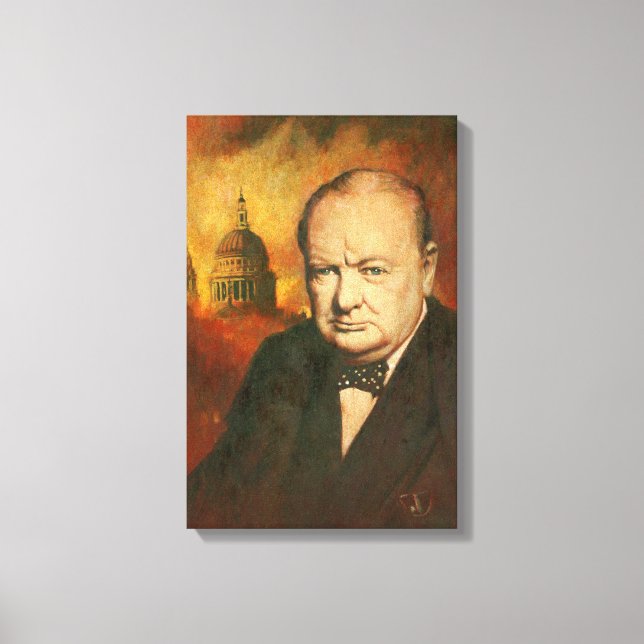 Winston Churchill Portrait Canvas Print (Front)