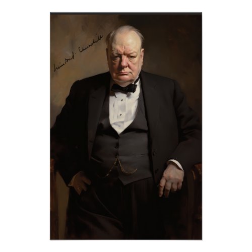 Winston Churchill Portrait Poster