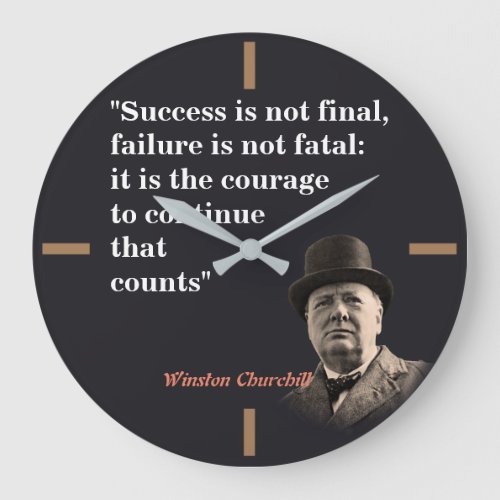 Winston Churchill Quote On Courage Large Clock